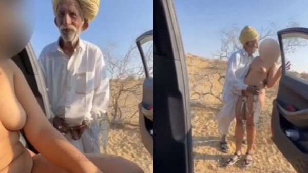 Rajasthani old man mms in the car with girl